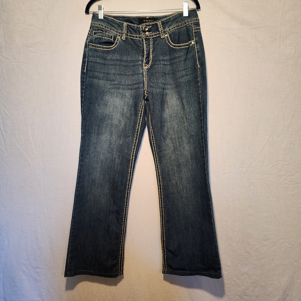Nine West Vintage America Collection Women's Boho Bootcut Jeans Size 29/8r Blue